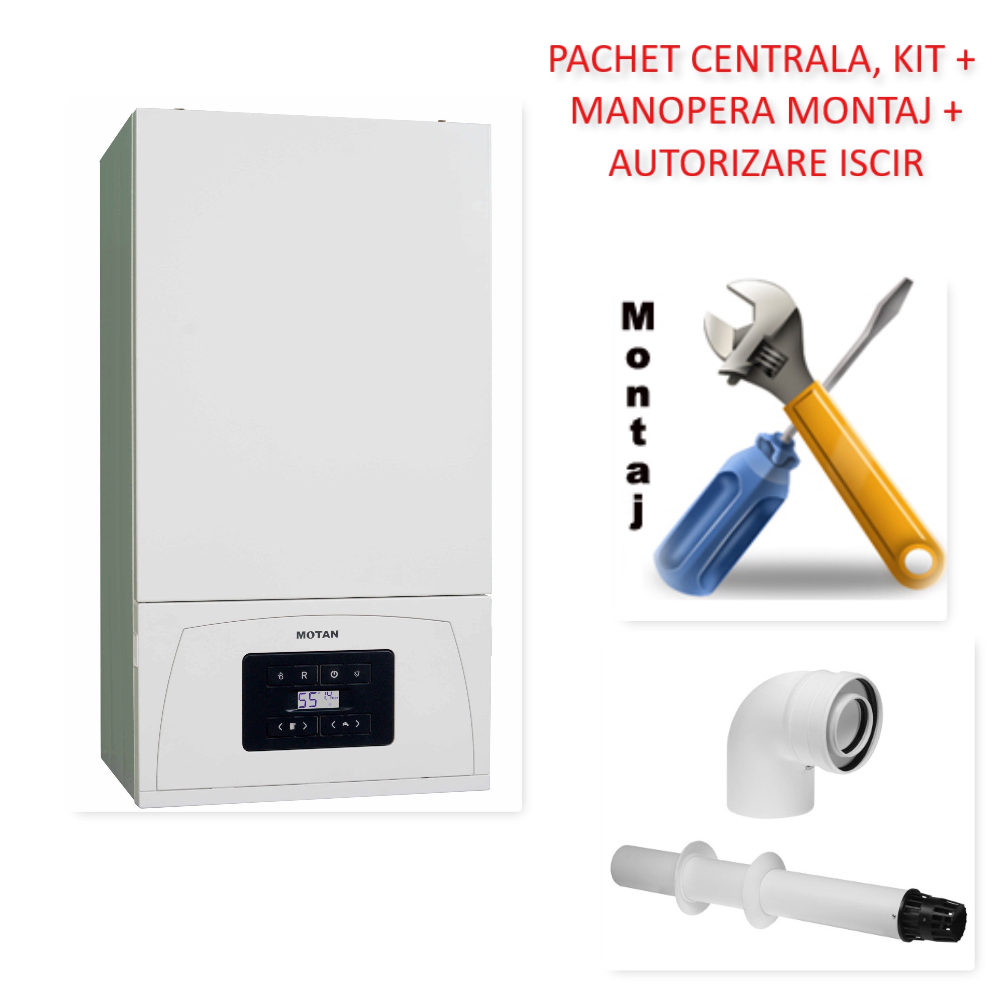 Pachet centrala condensatie Motan Condens 050 24 - 24 KW cu manopera montaj si autorizare ISCIR